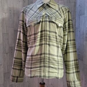 Christopher & Banks, Green plaid zipper / size Large
